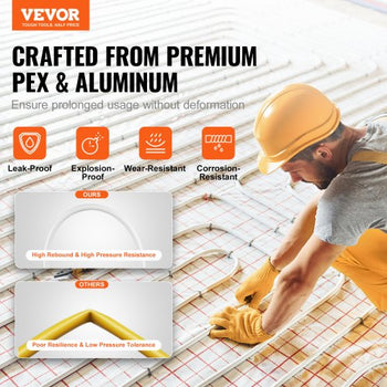 PEX-AL-PEX Tube, 656ft, 5/8'' Diameter Aluminum-Plastic Composite Pipe Oxygen Barrier Radiant Floor PEX Pipe, 0.08'' Thickness Radiant Heat Floor Plumbing Inner Aluminum Layer PEX Tubing Pipe