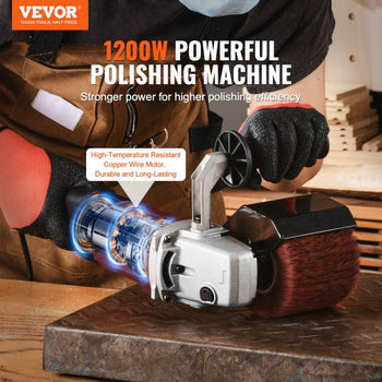 Burnishing Polishing Machine, 1200W 6 Variable Speed Surface Conditioning Tool, Handheld Electric Metal Burnishing Machine with 4 Fiber Polishing Wheels for Stainless Steel, Non-Ferrous Metals