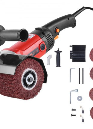 Burnishing Polishing Machine, 1200W 6 Variable Speed Surface Conditioning Tool, Handheld Electric Metal Burnishing Machine with 4 Fiber Polishing Wheels for Stainless Steel, Non-Ferrous Metals