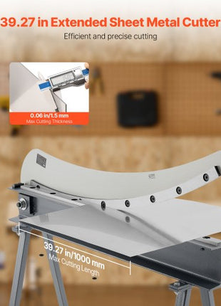Guillotine Shear, 39 in Bed Width Benchtop Cutter, Manual Hand Plate Shear for Metal Sheet Processing, with Q235 Material, High Precision, Stand, for PCB Board, Aluminum, Steel, Copper, Plastic