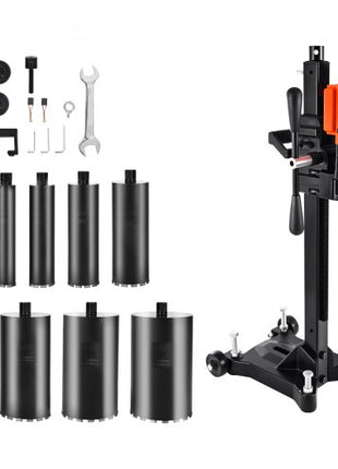 Diamond Core Drilling Machine, 0.8-10 in Drilling Diameter, Stand-Mount Dry and Wet Concrete Core Drill Rig with 10 Bits, 470/800 RPM 2-Speed, UNC1 1/4-7 Thread, for Concrete Brick Stone, 2500W