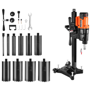 Diamond Core Drilling Machine, 0.8-10 in Drilling Diameter, Stand-Mount Dry and Wet Concrete Core Drill Rig with 10 Bits, 470/800 RPM 2-Speed, UNC1 1/4-7 Thread, for Concrete Brick Stone, 2500W