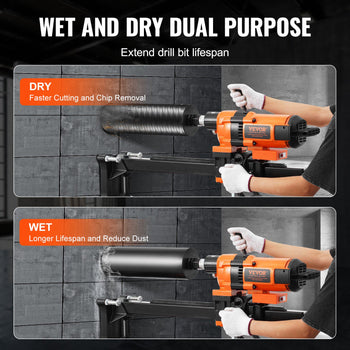 Core Drill Machine, 0.8-11.8in Drilling Diameter Diamond Core Drill Rig with Stand and Core Drill Bit, 3500W Rugged Concrete Core Drill, Wet and Dry Use, For Concrete, Brick, Marble