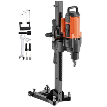 Diamond Core Drilling Machine, 10in Wet Concrete Core Drill Rig with Stand Wheels, 750RPM Speed & 1-1/4" Thread & Lifting Handle, 10in Drilling Diameter for Concrete Brick Block Stone, 2500W