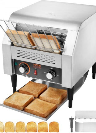 Commercial Conveyor Toaster, 300 Slices/Hour Conveyor Belt Toaster, Heavy Duty Stainless Steel Commercial Toaster Oven, Electric  Restaurant Commercial Toaster for Toast Bun, Bagel, Bread