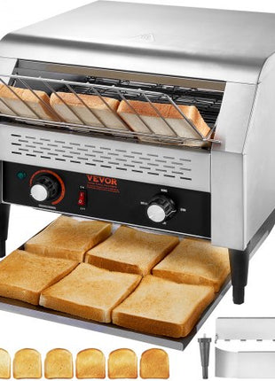 Commercial Conveyor Toaster, 450 Slices/Hour Conveyor Belt Toaster, Heavy Duty Stainless Steel Commercial Toaster Oven, Electric Restaurant Commercial Toaster for Toast Bun, Bagel, Bread