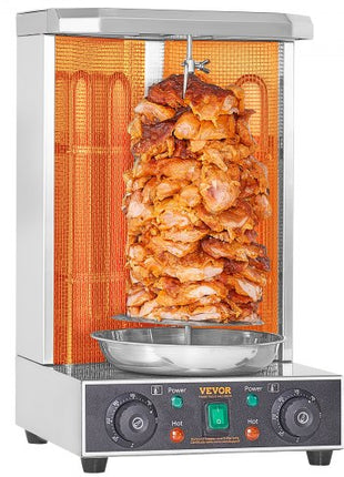Shawarma Grill Machine, 13lbs Capacity, Chicken Shawarma Cooker Machine with 2 Burners, 122?-572? Electric Vertical Broiler Gyro Rotisserie Oven Doner Kebab Machine for Home/Commercial Use