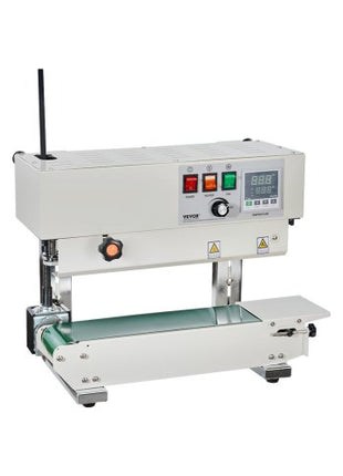 Continuous Bag Band Sealing Machine, 0.24-0.47 in/6-12 mm Seal Width, Vertical Band Sealer Machine with Digital Temperature Control, Carbon Steel Bag Sealer for 0.02-0.8 mm Plastic Bags Films