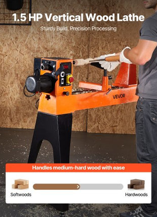 Woodworking Lathe, 1.5 HP, Wood Lathe Machine with 0 to 3200 RPM Variable Speed, 16 x 40 in Workbench, Brushless DC Motor, Cast Iron Body, Tool Rest, for Medium to Large Projects Woodworking