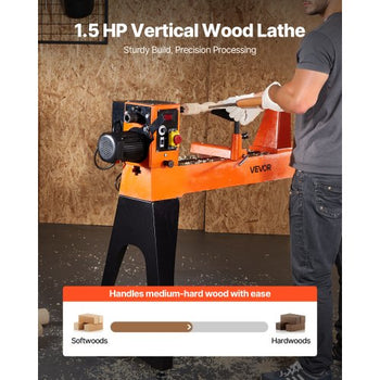 Woodworking Lathe, 1.5 HP, Wood Lathe Machine with 0 to 3200 RPM Variable Speed, 16 x 40 in Workbench, Brushless DC Motor, Cast Iron Body, Tool Rest, for Medium to Large Projects Woodworking