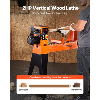 Woodworking Lathe, 2 HP, Wood Lathe Machine with 0 to 3200 RPM Variable Speed, 18 x 40 in Workbench, Brushless DC Motor, Cast Iron Body, Tool Rest, for Medium to Large Projects Woodworking