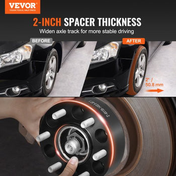Wheel Spacers, 2" 6"x5.3" Wheel Adapters, 6 Lug Forged Spacer, 87.1 mm Bore Hubcentric M14 x2 Studs Spacers, Fit for Ford  Expedition, F150, Lincoln Navigator, 4 PCS Black