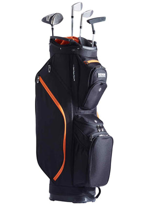 Golf Cart Bag with 14 Way Organizer Divider Top, 36” 13 Pockets Premium Cart Bag, Durable Golf Bags with Handles & Dust Cover & Detachable Straps for Men & Women, Black & Orange
