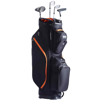 Golf Cart Bag with 14 Way Organizer Divider Top, 36” 13 Pockets Premium Cart Bag, Durable Golf Bags with Handles & Dust Cover & Detachable Straps for Men & Women, Black & Orange