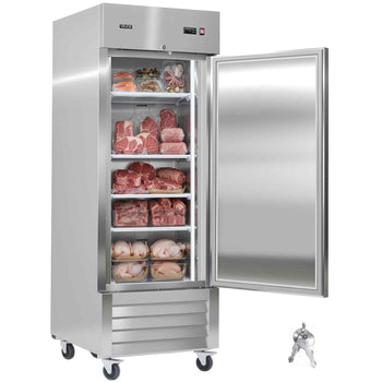 Commercial Reach-In Freezer 29" W, 22 Cu.Ft Stainless Steel Upright Freezer with Single Door, Auto-Defrost, 4 Adjustable Shelves, -11 to 14℉ Temp Control, LED Light, ETL Certified
