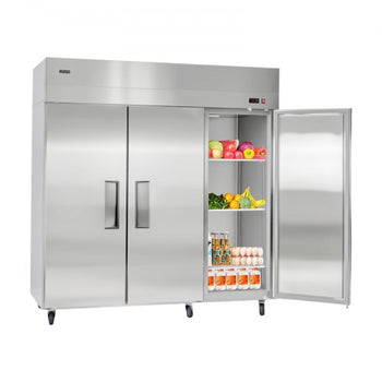 Commercial Reach-In Refrigerator 72" W, 52 Cu.Ft Stainless Steel Upright Refrigerator with Three Doors, Auto-Defrost, 9 Adjustable Shelves, 32 to 50? Temp Control, UL Certified