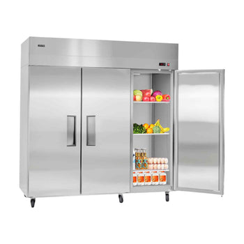 Commercial Reach-In Refrigerator 72" W, 52 Cu.Ft Stainless Steel Upright Refrigerator with Three Doors, Auto-Defrost, 9 Adjustable Shelves, 32 to 50℉ Temp Control, UL Certified