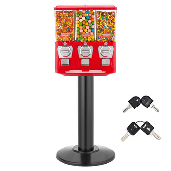 Candy Vending Machine, Triple Compartment Candy Vending Machine with Stand, Gumball & Candies Vendings Machines with Built-In Cash Box, Detachable, Vintage Candies Dispenser for Shops, Arcades