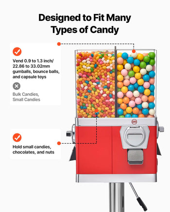 Candy Vending Machine, Four Compartment Candy Vending Machine with Stand, Gumball & Candies Vendings Machines with Adjustable Height, Vintage Candies Dispenser for Shop, Arcade, Family Gathering