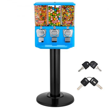 Candy Vending Machine, Triple Compartment Candy Vending Machine with Stand, Gumball & Candies Vendings Machines with Built-In Cash Box, Detachable, Vintage Candies Dispenser for Shops, Arcades