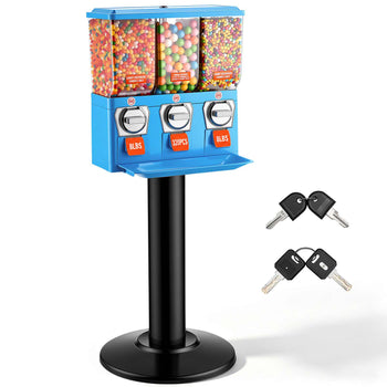 Candy Vending Machine, Triple Compartment Candy Vending Machine with Stand, Gumball & Candies Vendings Machines with Built-In Cash Box, Detachable, Vintage Candies Dispenser for Shops, Arcades
