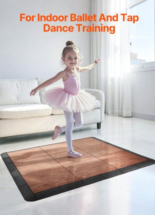 Dance Floor Tiles, 12.4 x 12.4 in 25 Piece Interlocking Dance Flooring, Portable Dance Practice Floor with Cushioned Base  (Oak Wood Grain, 25 sq. ft/Box )