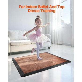 Dance Floor Tiles, 12.4 x 12.4 in 25 Piece Interlocking Dance Flooring, Portable Dance Practice Floor with Cushioned Base  (Oak Wood Grain, 25 sq. ft/Box )