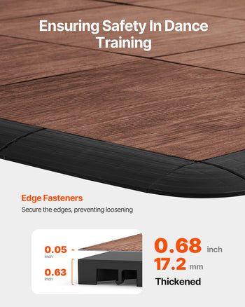 Dance Floor Tiles, 12.4 x 12.4 in 25 Piece Interlocking Dance Flooring, Portable Dance Practice Floor with Cushioned Base  (Oak Wood Grain, 25 sq. ft/Box )