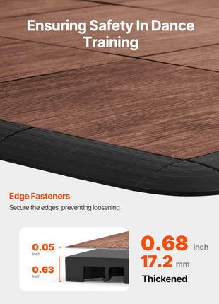 Dance Floor Tiles, 12.4 x 12.4 in 52 Piece Interlocking Dance Flooring, Portable Dance Practice Floor with Cushioned Base  (Oak Wood Grain, 52 sq. ft/Box )