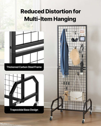 3 Packs Grid Wall Panels, 1.9 x 5.4 ft Wire Grid Panels Display Rack, Movable Art Display Shelf with Wheels and 30 Hooks, Black Carbon Steel Gridwall for Craft Show, Decor, Storage, Notice Board