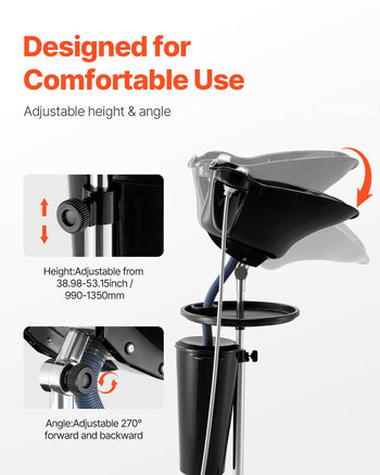 Portable Shampoo Bowl, Deep Shampoo Sink with Adjustable Height & Angle, Washing Hair Station Includes Drain Hose, Shower Head and Bucket, Salon Sink for Home & Barber Use, Black