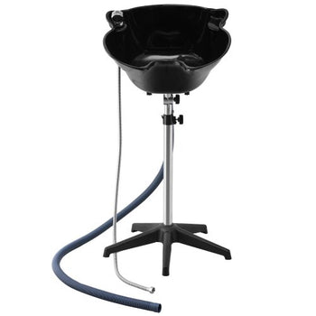 Portable Shampoo Bowl, Deep Shampoo Sink with Adjustable Height & Angle, Includes Drain Hose, Shower Head, Lightweight Hair Wash Basin for Barber Salon Spa Center & Home Use, Black