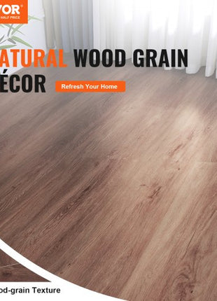 Interlocking Vinyl Floor Tiles 48 x 7.3 inch, 10 Tiles 5.5mm Thick Snap Together, Deep Brown Wood Grain DIY Flooring for Kitchen, Dining Room, Bedrooms & Bathrooms, Easy for Home Decor