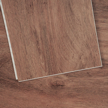 Interlocking Vinyl Floor Tiles 48 x 7.3 inch, 10 Tiles 5.5mm Thick Snap Together, Deep Brown Wood Grain DIY Flooring for Kitchen, Dining Room, Bedrooms & Bathrooms, Easy for Home Decor