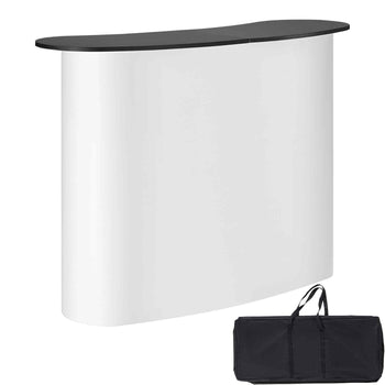Portable Tradeshow Podium Table, 51.18" x 18.31" x 37.4", Display Exhibition Counter Stand Booth Fair with Wall, Foldable Promotion Retail Bar Table Pop Up Podium with Storage Rack, Carrying Bag
