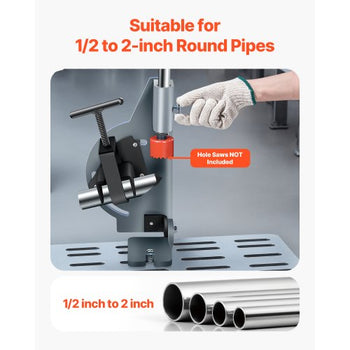 Pipe Notcher, Tubing Notcher for 1/2 to 2-inch Pipes, Pipe & Tube Notcher with 0 to 60° Adjustable Angle for Metal, PVC, Wood Pipes, Ideal for Repair Shops, Home Projects, Metalworking