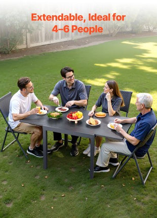 Expandable Outdoor Patio Dining Table, 3263 inch Rectangular Backyard Bistro Tables for 4-6, Aluminum Frame Metal Steel Slat , All-Weather Large Furniture for Lawn Garden Porch, Dark Gray