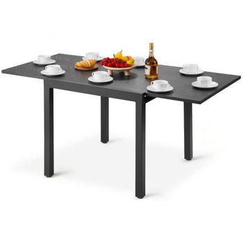Expandable Outdoor Patio Dining Table, 3263 inch Rectangular Backyard Bistro Tables for 4-6, Aluminum Frame Metal Steel Slat , All-Weather Large Furniture for Lawn Garden Porch, Dark Gray
