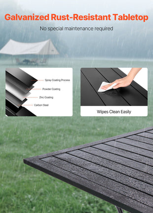 Outdoor Patio Dining Table, 37 inch Square Metal Steel Slat Backyard Bistro Tables, with 1.5 in Umbrella Hole, Outside All-Weather Large Furniture for Lawn Garden Porch, Black