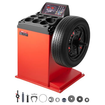 Tire Changer Machine, 18" Spindle, Durable Tire Balancer with 4 Size of Conic & 45# Steel, Reinforced Tire Balancer with Complete Measuring Tools & Multi-Compartment, Fit for 1.5"-18" Wide Tire