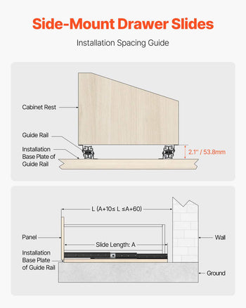 Undermount Drawer Slides, 24 inch, Full Extension Ball Bearing Under Stair Cabinet Rails, 260 LB Load Capacity Heavy Duty Bottom Stair Cabinet Glides Track Runners,for DIY Replacement, Black