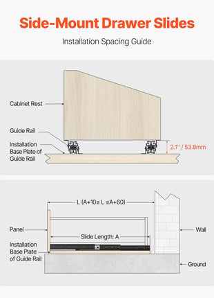 Undermount Drawer Slides, 32 inch, Full Extension Ball Bearing Under Stair Cabinet Rails, 260 LB Load Capacity Heavy Duty Bottom Stair Cabinet Glides Track Runners,for DIY Replacement, Black