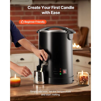 Wax Melter for Candle Making, 10.6 Qts, Fast and Even Heating, with Easy Pour Spout and Temperature Control, Hourglass Base for Non-Stick Smooth Flow, Wax Melting Pot for Making Candles Soaps