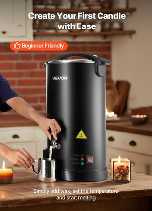 Wax Melter for Candle Making, 15.9 Qts, Fast and Even Heating, with Easy Pour Spout and Temperature Control, Hourglass Base for Non-Stick Smooth Flow, Wax Melting Pot for Making Candles Soaps