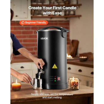 Wax Melter for Candle Making, 15.9 Qts, Fast and Even Heating, with Easy Pour Spout and Temperature Control, Hourglass Base for Non-Stick Smooth Flow, Wax Melting Pot for Making Candles Soaps