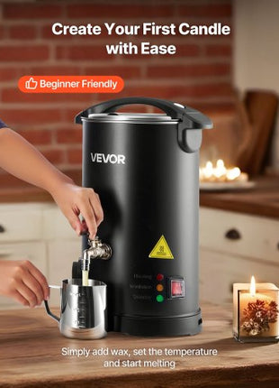 Wax Melter for Candle Making, 5.3 Qts, Fast and Even Heating, with Easy Pour Spout and Temperature Control, Hourglass Base for Non-Stick Smooth Flow, Wax Melting Pot for Making Candles Soaps