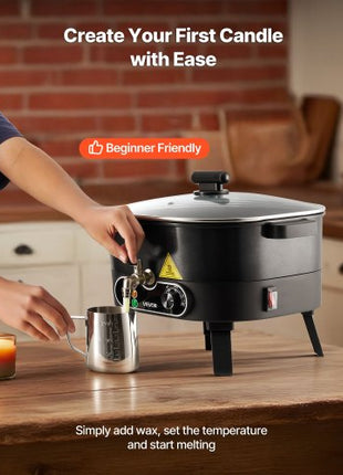 Wax Melter for Candle Making, 6.3 Qts, Fast and Even Heating, with Easy Pour Spout and Temperature Control, Grooved Base for Non-Stick and Smooth Flow, Wax Melting Pot for Making Candles Soaps