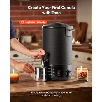 Wax Melter for Candle Making, 8.5 Qts, Fast and Even Heating, with Easy Pour Spout and Temperature Control, Grooved Base for Non-Stick and Smooth Flow, Wax Melting Pot for Making Candles Soaps