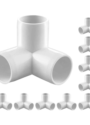 3-Way PVC Fittings, 1-inch PVC Pipe Joints Elbow Connector, 10-Pack Furniture Grade PVC Tee Fittings for DIY Storage Rack, Animal Cage, Pool or Garden Support Frame, Impact & Weather-Resistant