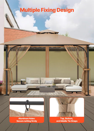 Gazebo Netting Replacement, Fit Most 10 x 10 x 7 FT Gazebo Curtain, Outdoor Garden Net, 4-Panel Sidewall Mesh Net, Patio Midge Netting with Double Zipper, Canopy Screen (Netting Only)